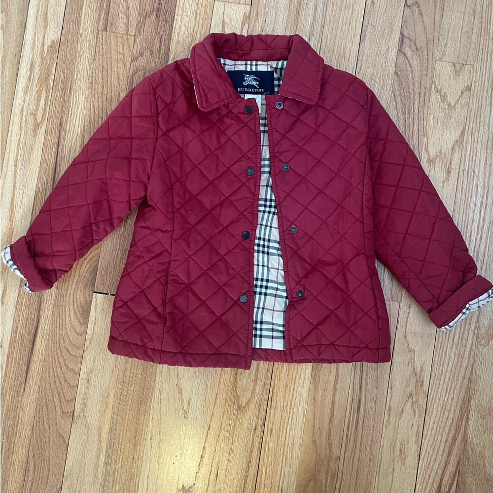 Girls size 6 red Burberry quilted jacket